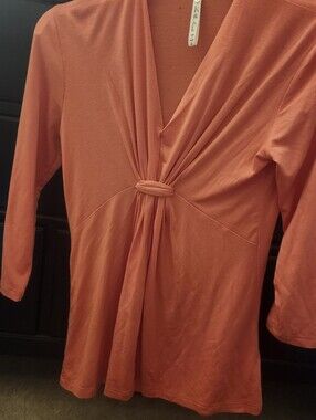 Knot-Detail V-Neck Blouse in Burnt Orange